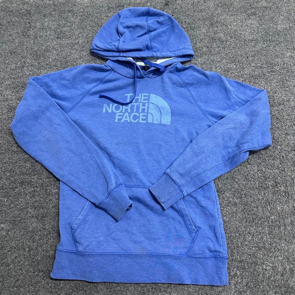 The North Face Hoodie Womens Size M Blue Pullover Logo Graphic Outdoor Casual